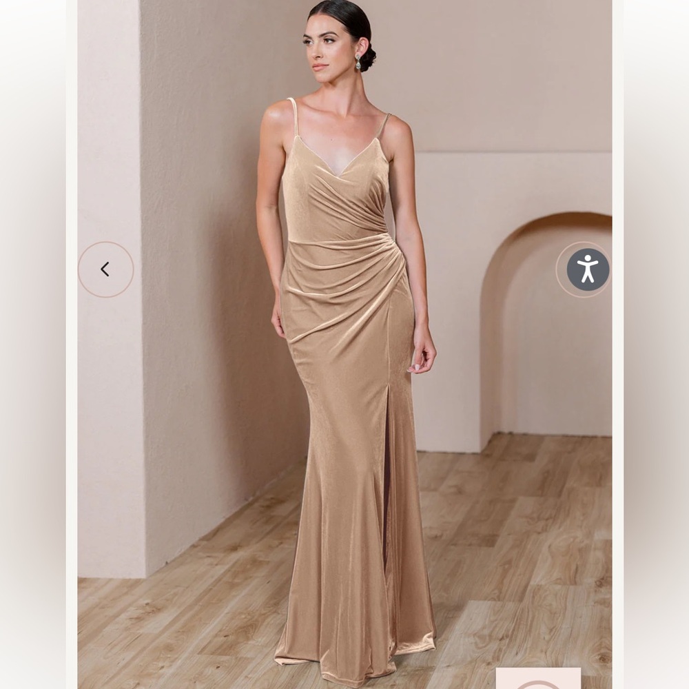 Revelry Rory Velvet Dress Gold Champagne